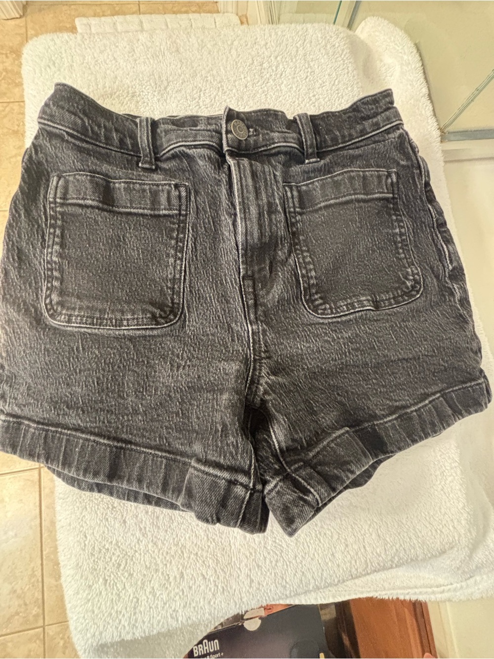 Madewell Washed Black High-Rise Denim Shorts